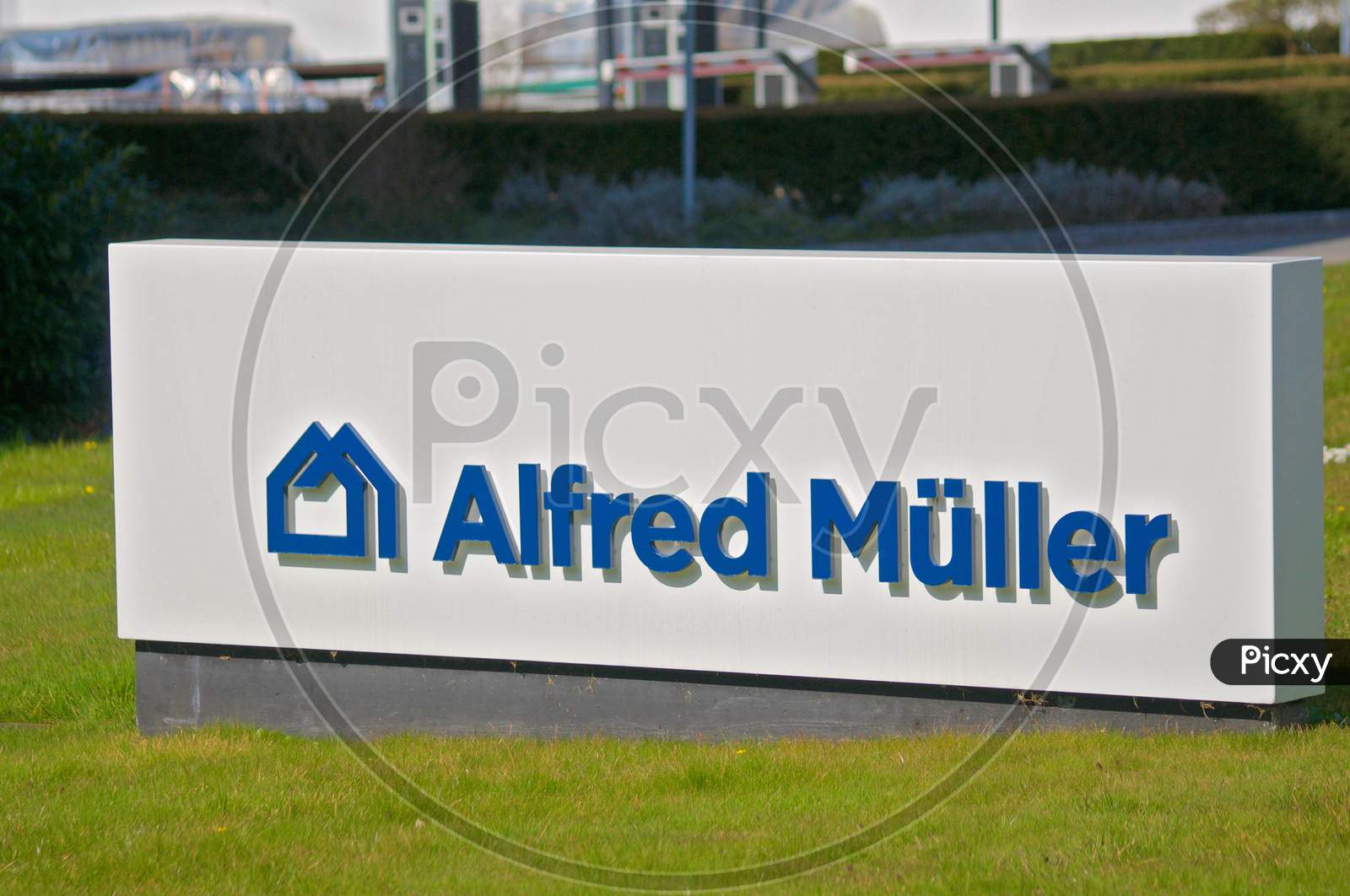 Alfred Müller Real Estate Company Sign In Baar, Switzerland