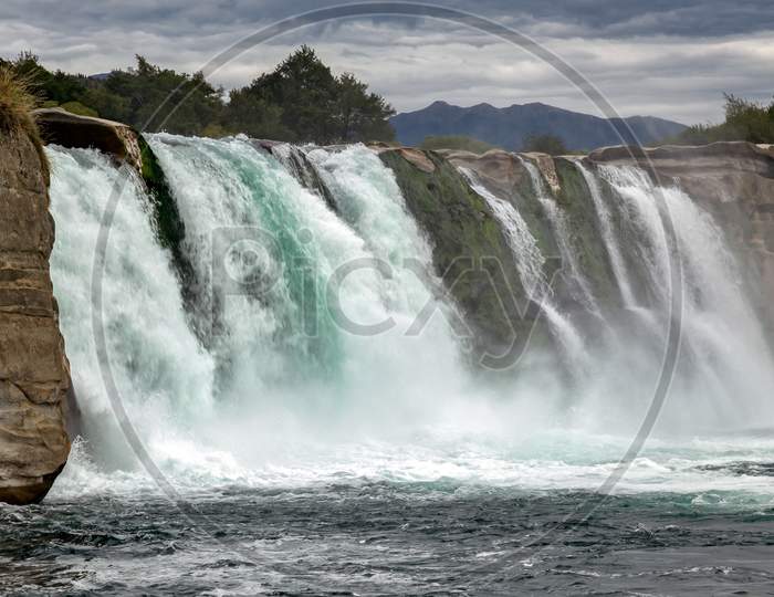 View Of Maruia Waterfall In New Zealand