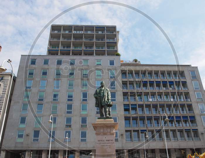 Genoa, Italy - March 16, 2014: Monument To Raffaele Rubattino Shipowner In Genoa Italy