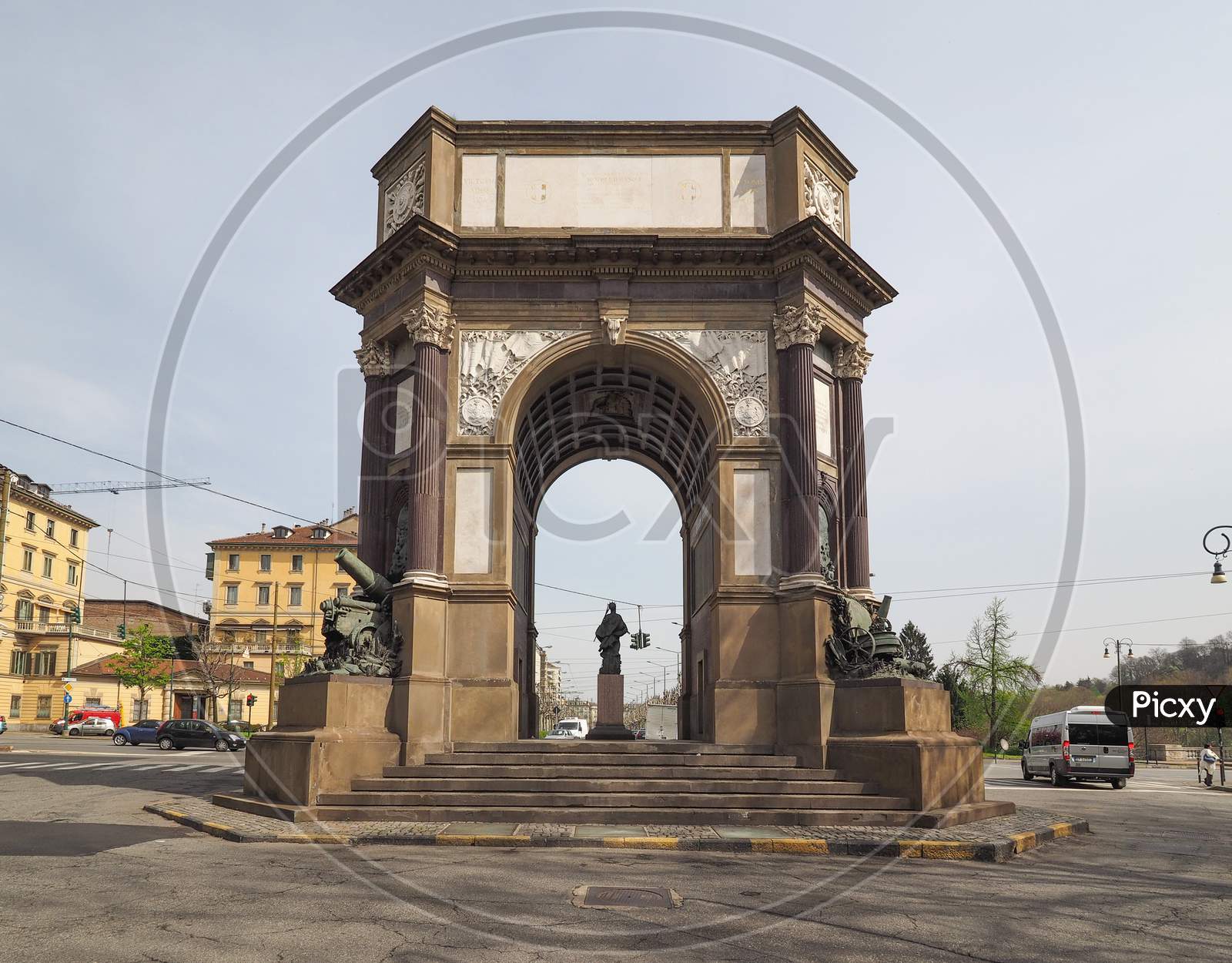 Image of Turin, Italy - Circa April 2016: Arco Del Valentino (Meaning Arch  Of Valentino Park) Dedicated To The Artillery Designed By Pietro Canonica  In 1930-PE005404-Picxy