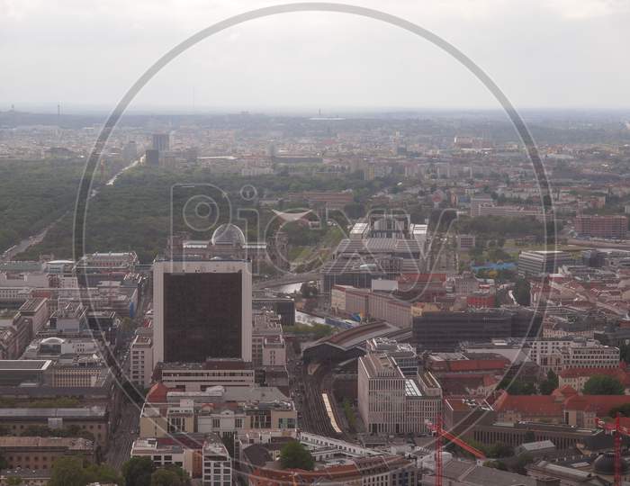 Berlin, Germany - May 08, 2014: Aerial Bird Eye View Of The City Of Berlin Germany