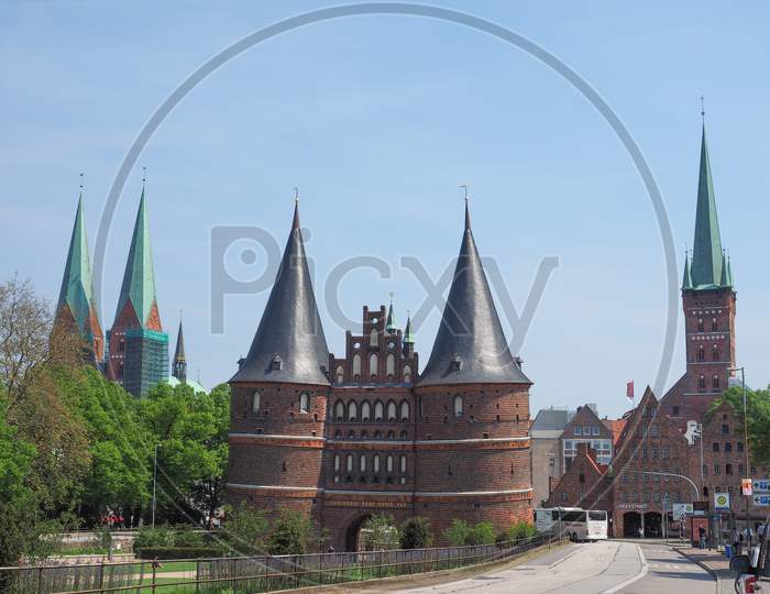 Luebeck, Germany - Circa May 2017: Holstentor (Previously Holstein Tor, Meaning Holsten Gate)