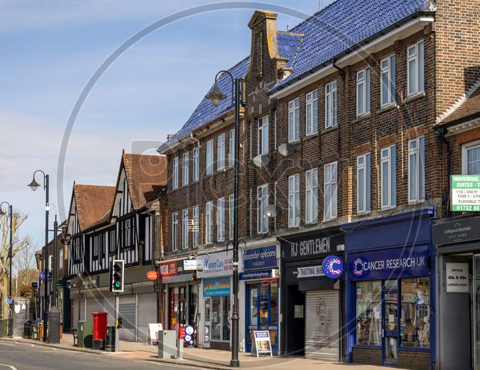 East Grinstead, West Sussex, Uk - April 9 : View Of Shops In London Road In East Grinstead On April 9, 2021