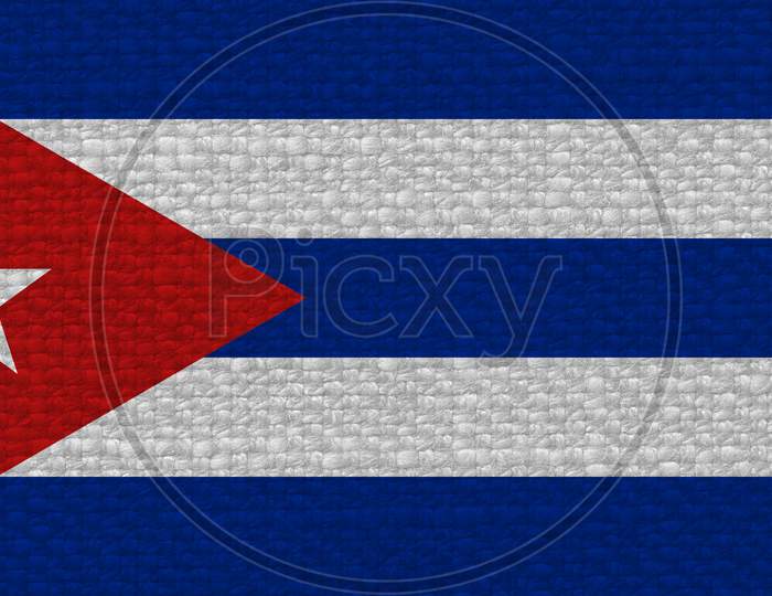 Cuban Flag Of Cuba With Fabric Texture