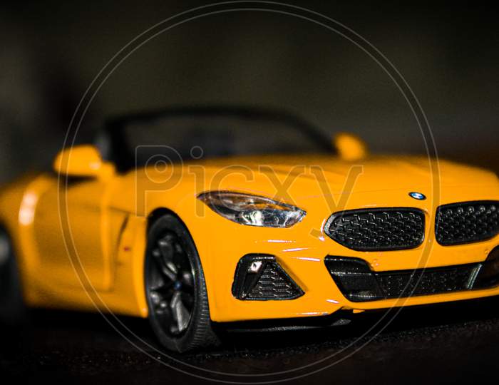Pune Maharashtra, India: 13-April Convertible yellow BMW car