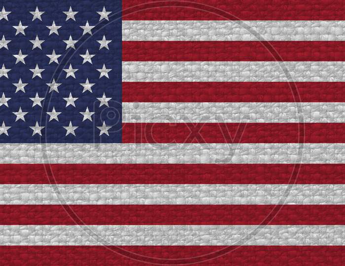American Flag Of United States Of America With Fabric Texture