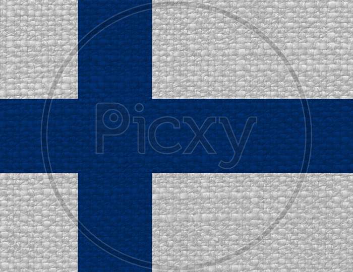 Finnish Flag Of Finland With Fabric Texture