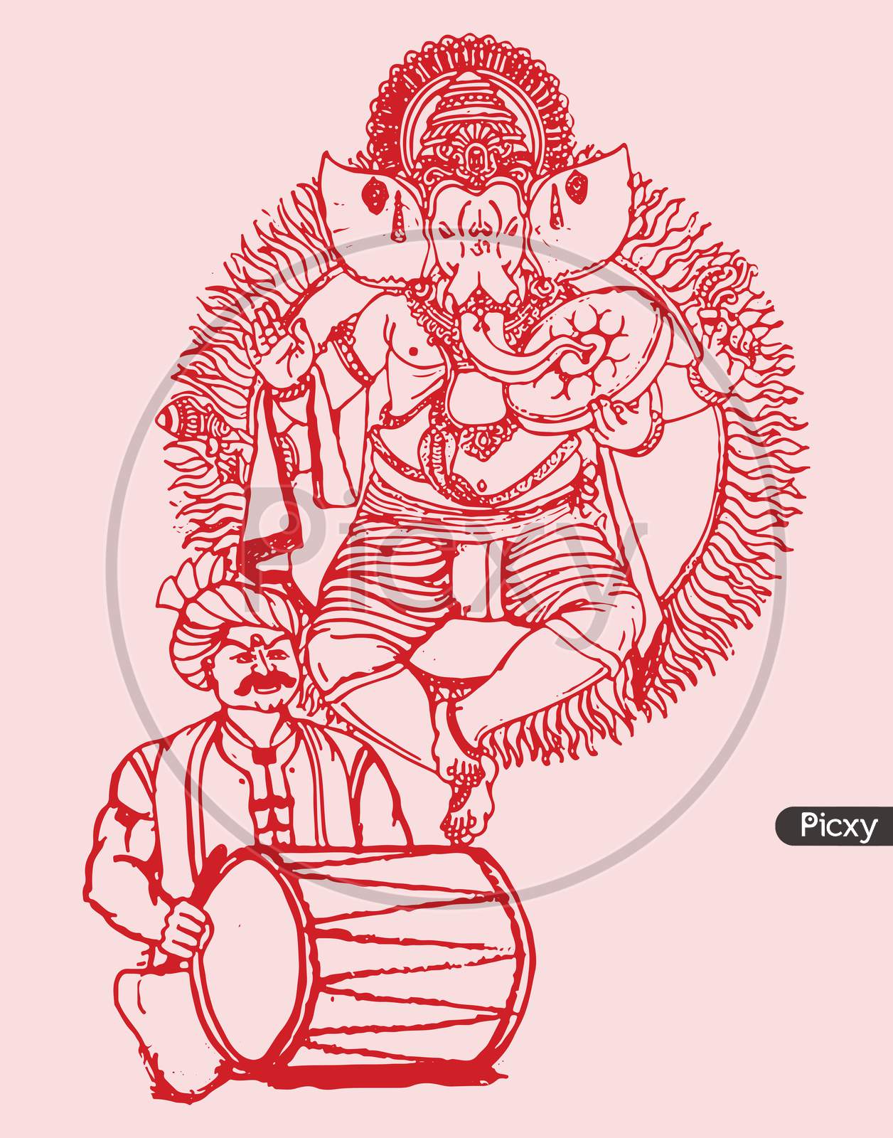 Kuva Sketch of Lord Ganesha orKuva Sketch of Lord Ganesha or  