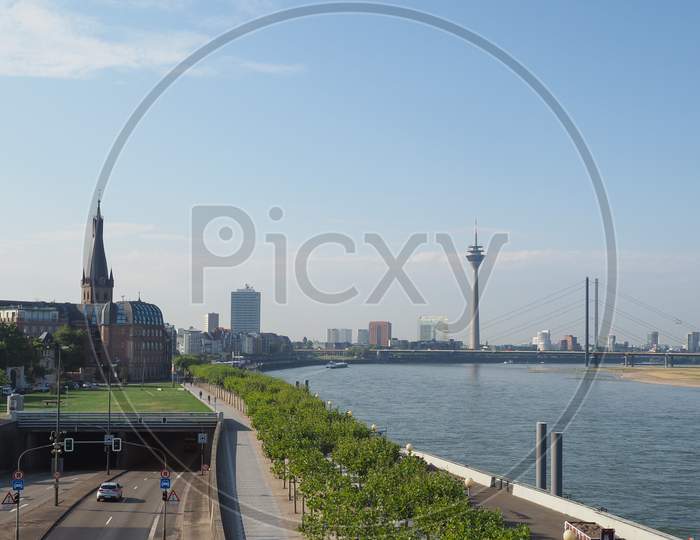 Duesseldorf, Germany - Circa August 2019: View Of The City Skyline