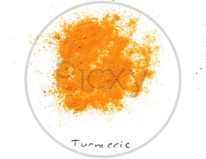 Turmeric (Curcuma) Powder Over White