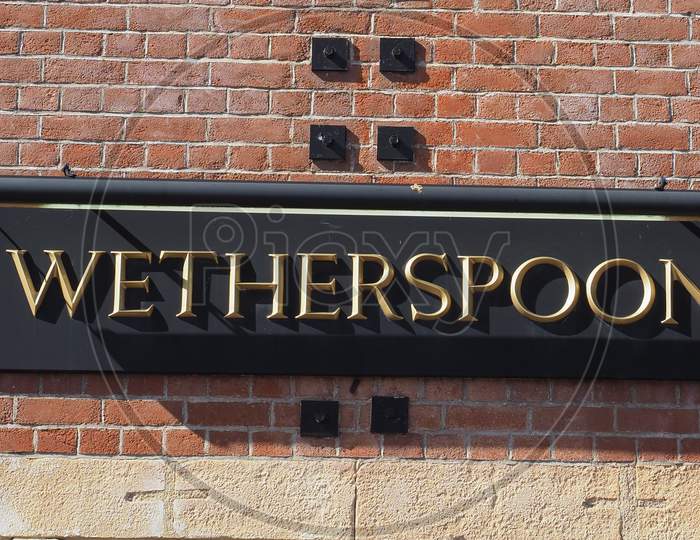 Chepstow, Uk - Circa September 2019: Wetherspoon Pub Sign