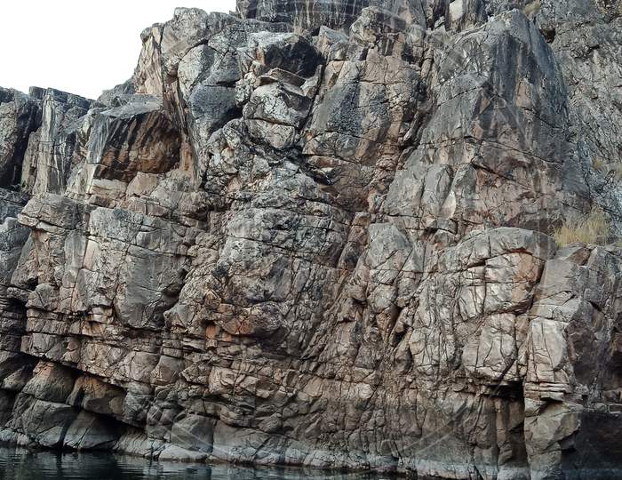 Marble rocks with maa Narmada Jabalpur, India.