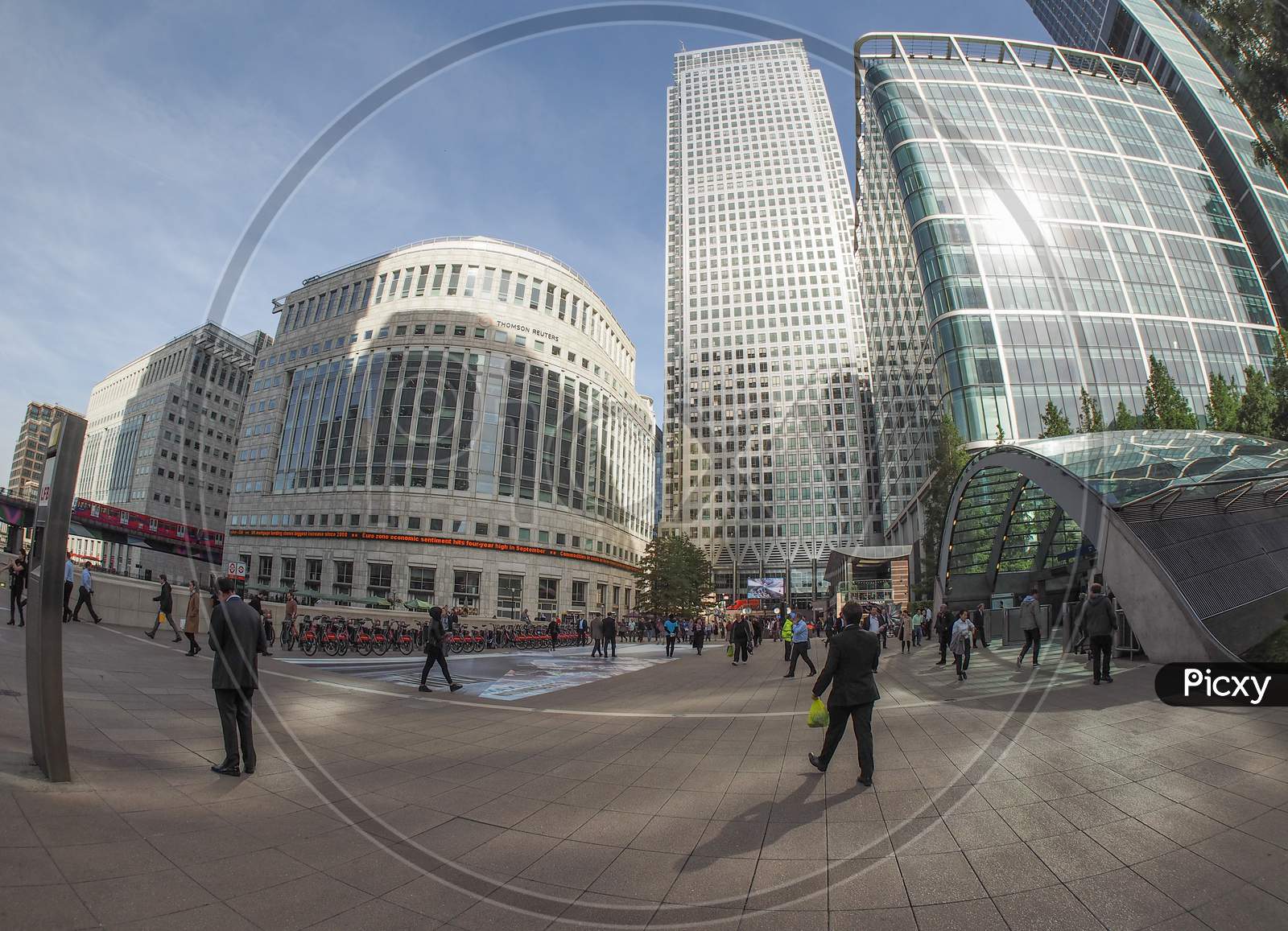 London, Uk - September 29, 2015: The Canary Wharf Business Centre Is The Largest Business District In The United Kingdom Seen With Fisheye Lens
