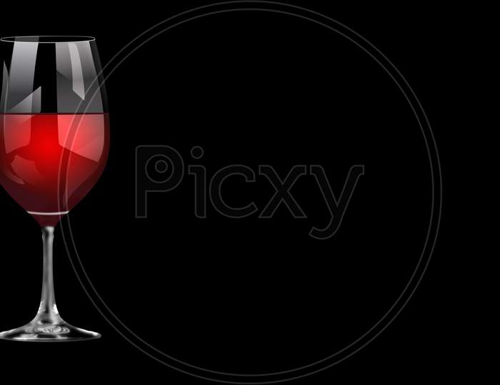 Red wine glasses isolated on black background.