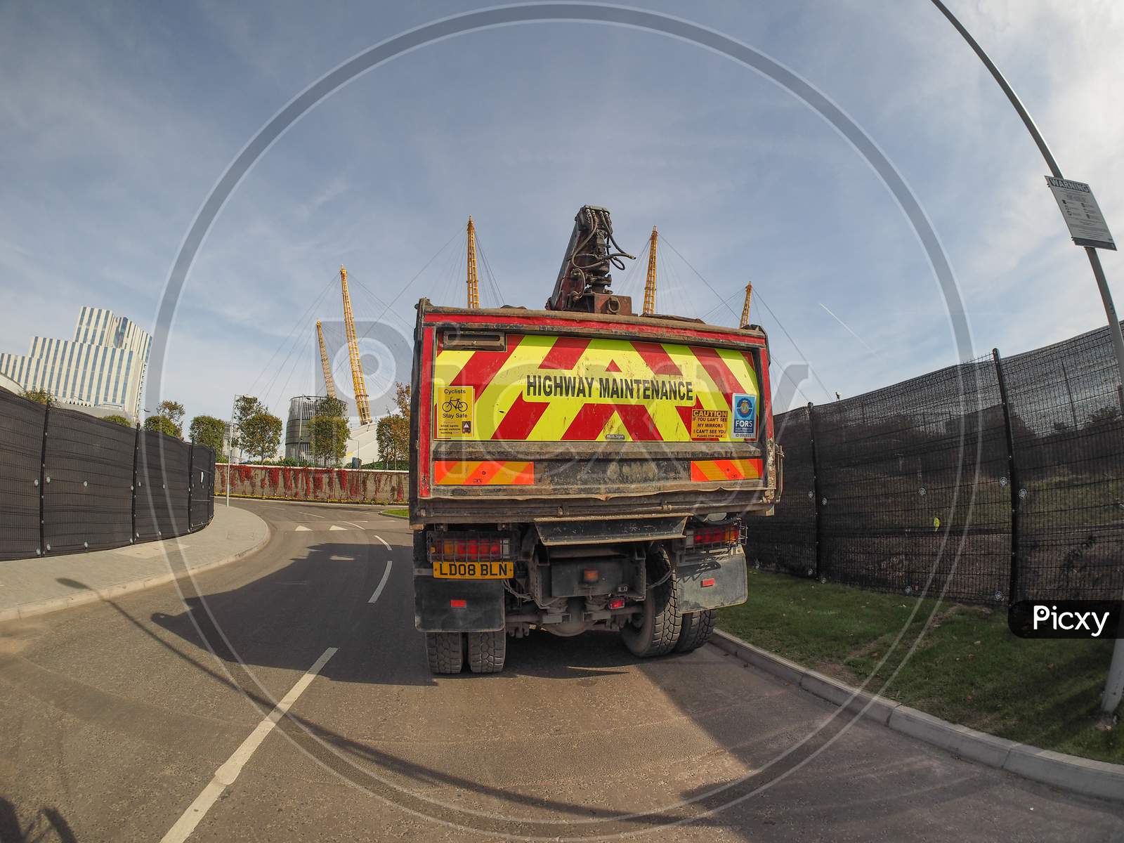 London, Uk - September 29, 2015: Highway Maintenance At Greenwich In London Seen With Fisheye Lens