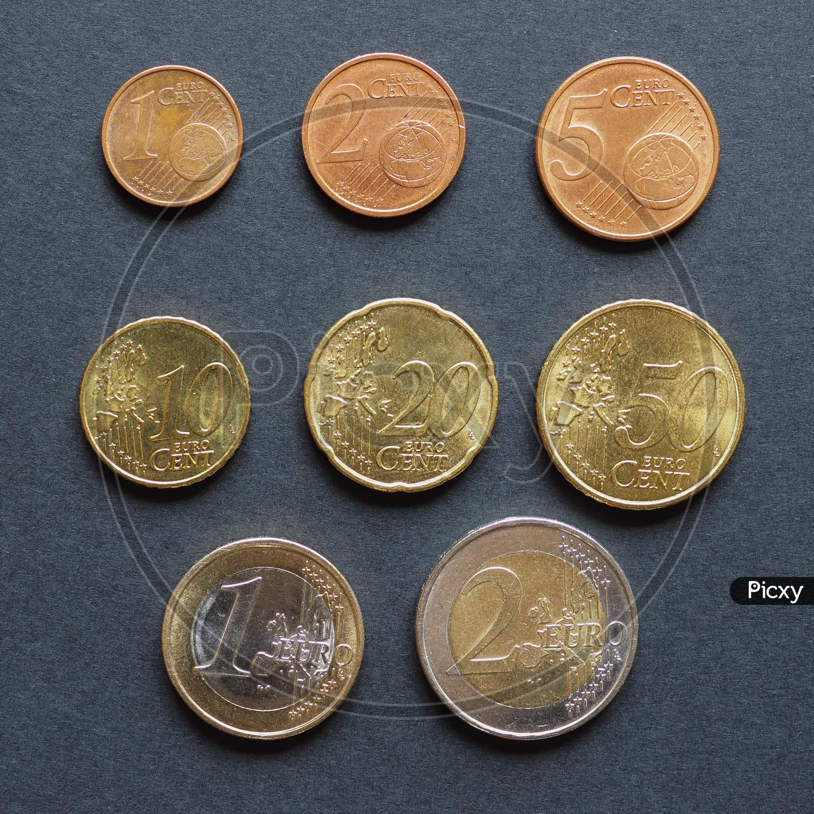 Image of Euro Coins Flat Lay-JF528548-Picxy