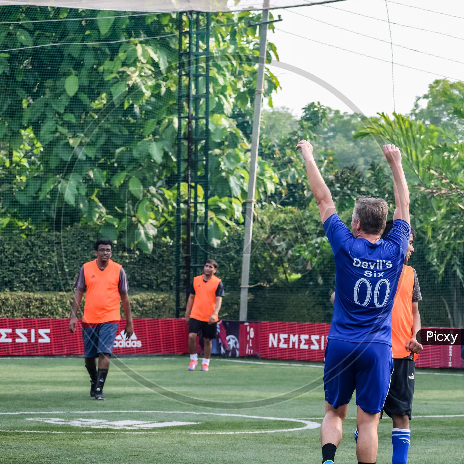 Image of New Delhi, India - July 19 2019: Footballers Of Local Football