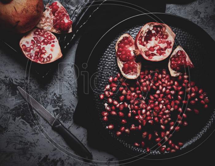 Plate of Pomegranate Fruit