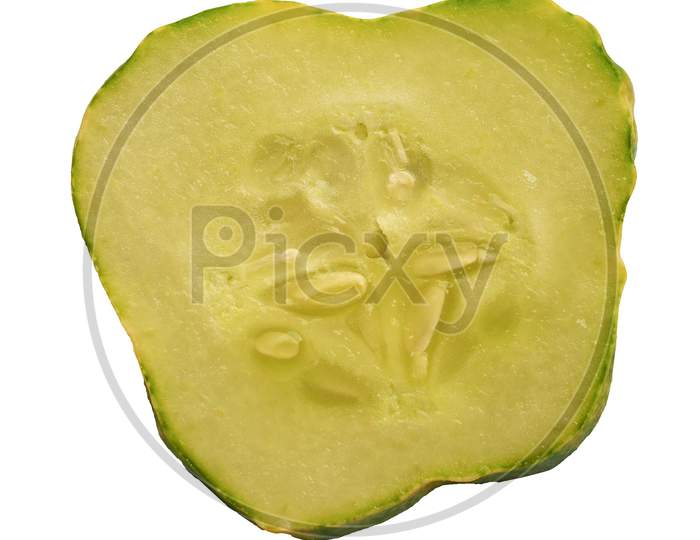 Cucumber Vegetable Slice Isolated Over White