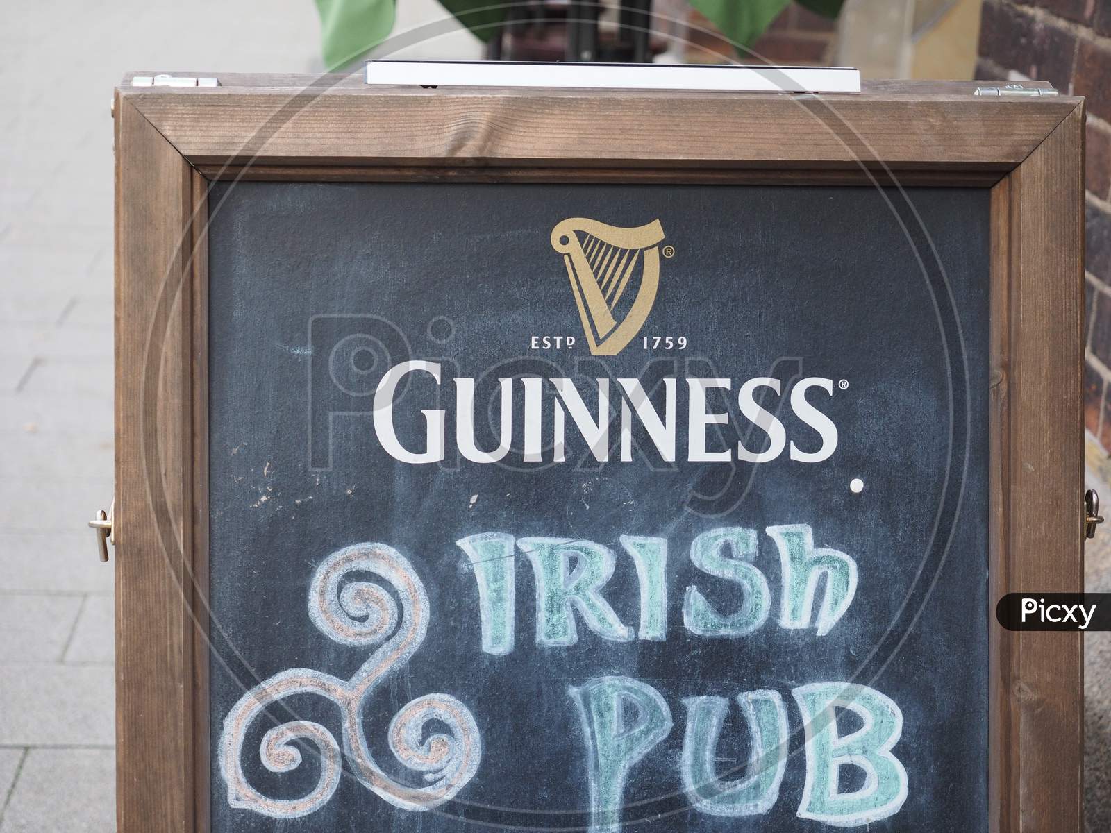 Hamburg, Germany - Circa May 2017: Guinness Irish Pub Sign Blackboard