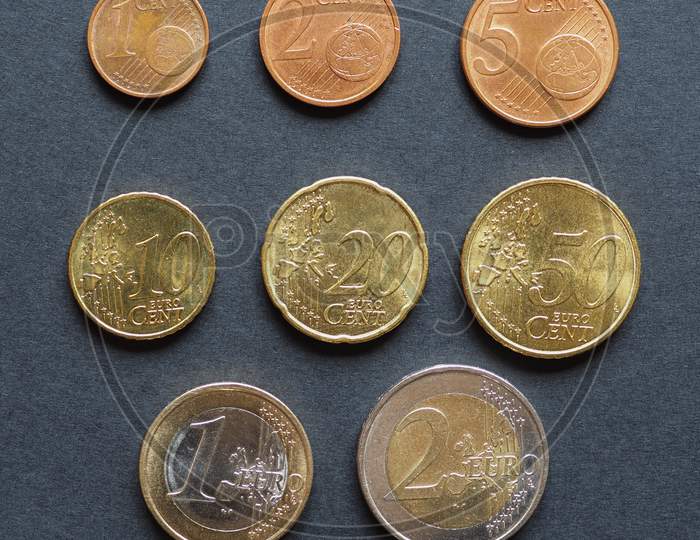 Euro Coins Flat Lay