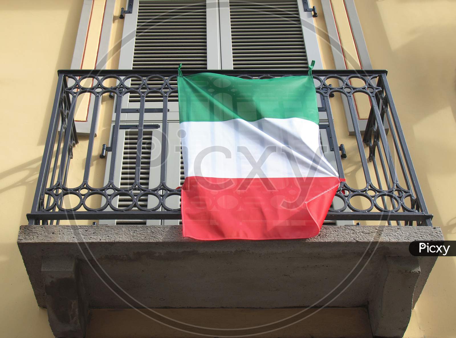 Italian Flag On Balcony