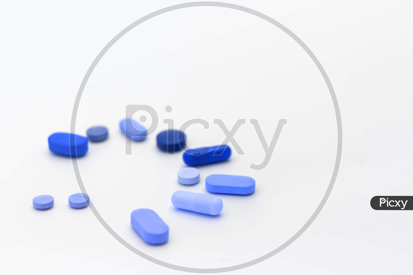 Image of Blue Pills For Male Impotence. Concept Of Erectile