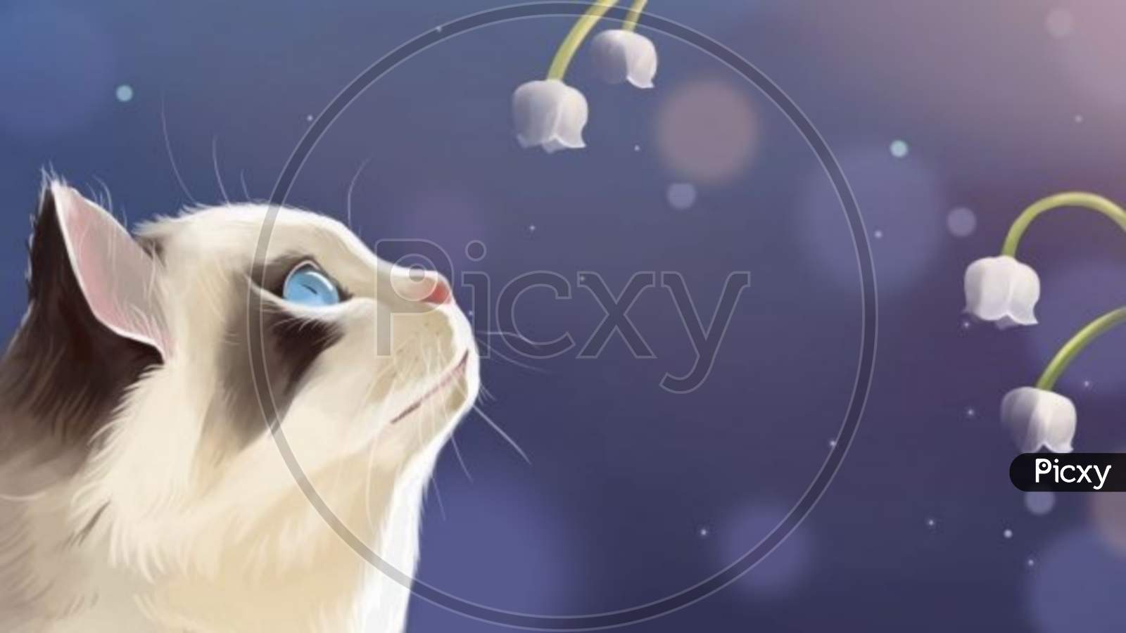 This amazing cat cute pet lily of the valley illustration image can be perfectly used as background or wallpaper, and can also be integrated into published media, like posters, flyers, books, etc.