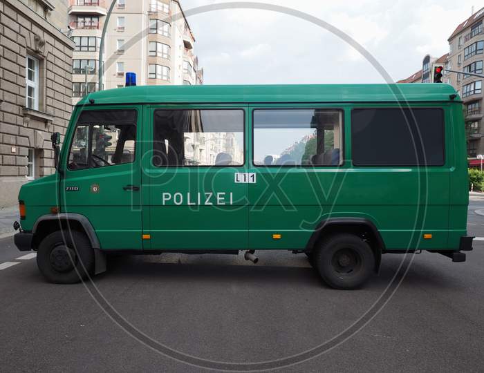 Berlin, Germany - Circa June 2016: German Polizei (Meaning Police) Van