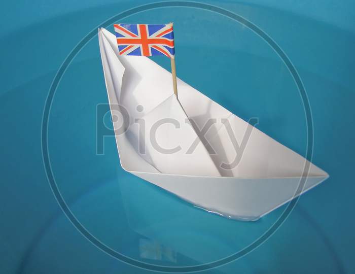 Paper Ship With Uk Flag