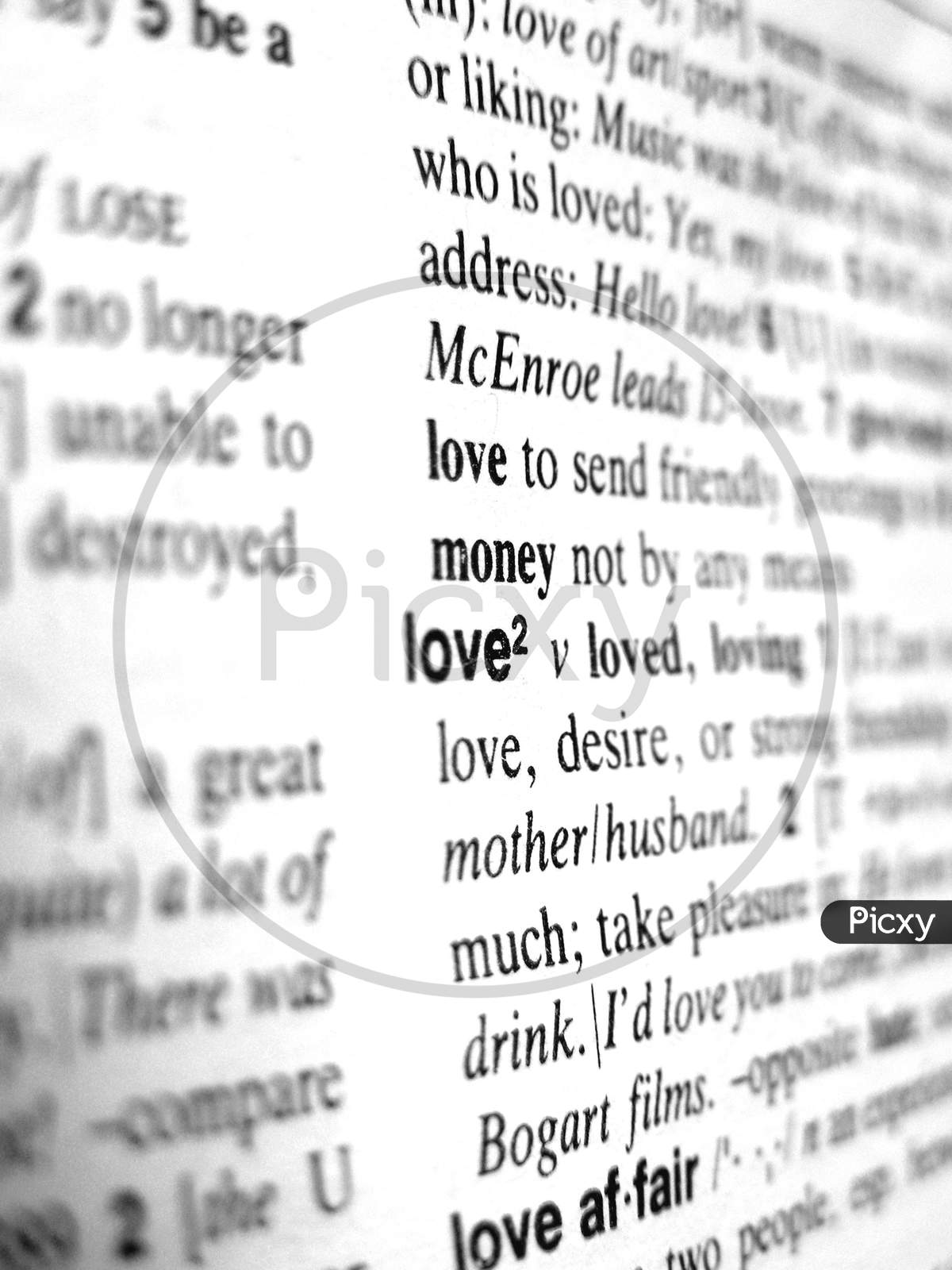 Love Word On Dictionary