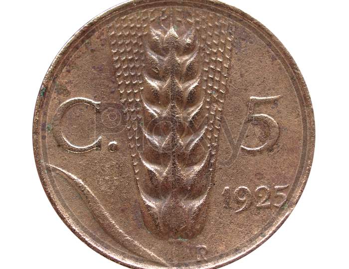 Vintage Italian Coin Isolated
