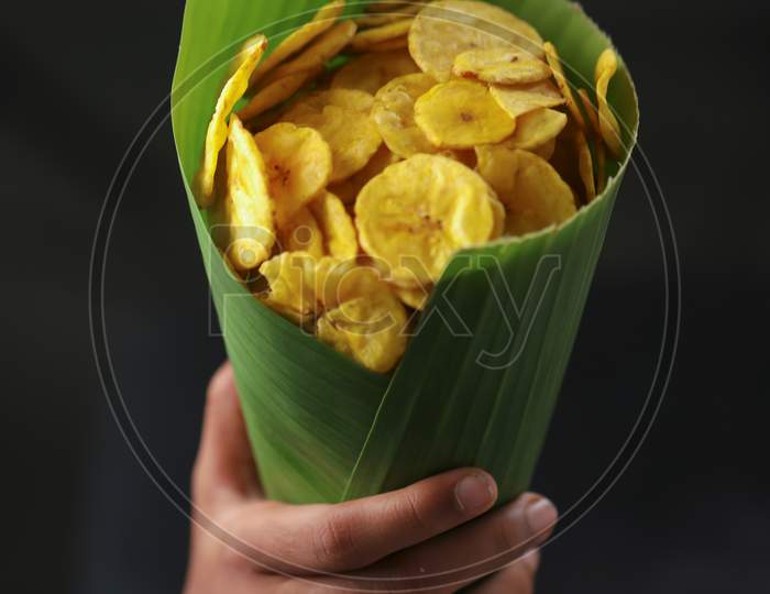 Dried Banana Chips Or Banana Waffers