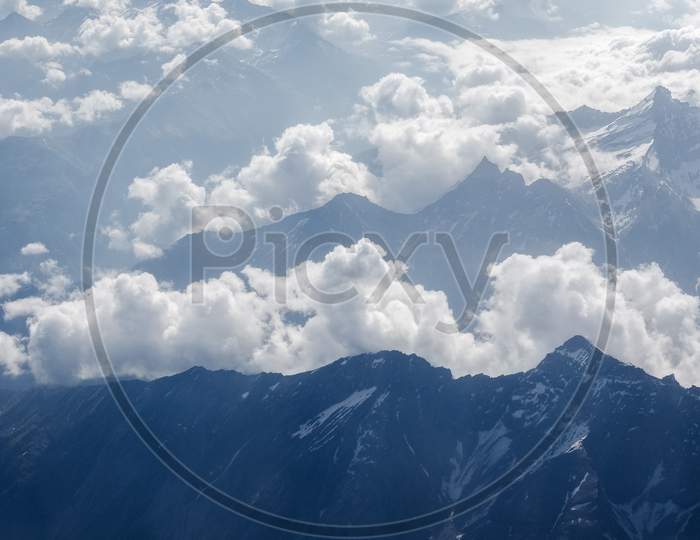 Aerial View Of The Alps Mountains