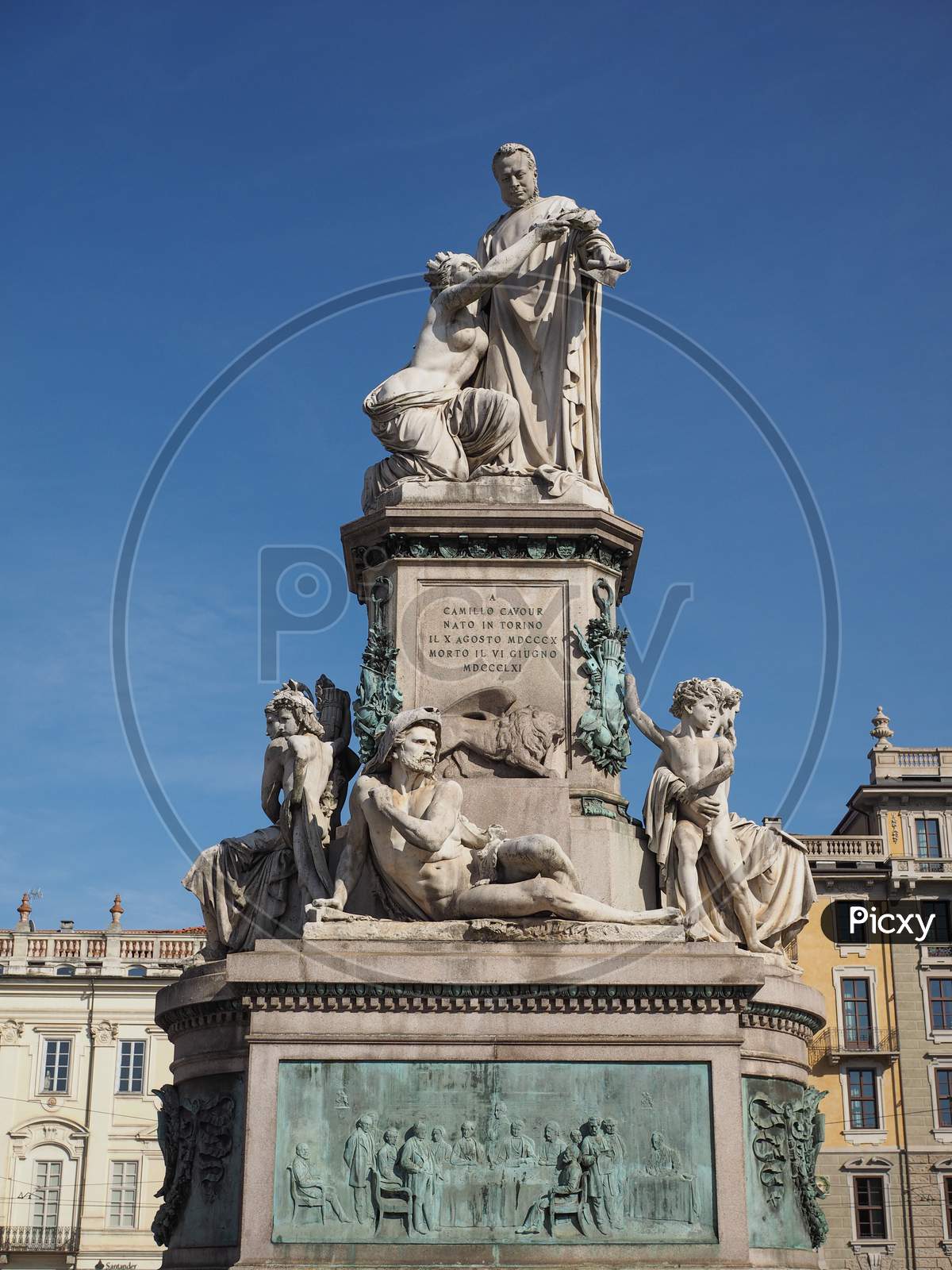 Image of Turin, Italy - Circa August 2017: Memorial To Camillo Benso ...