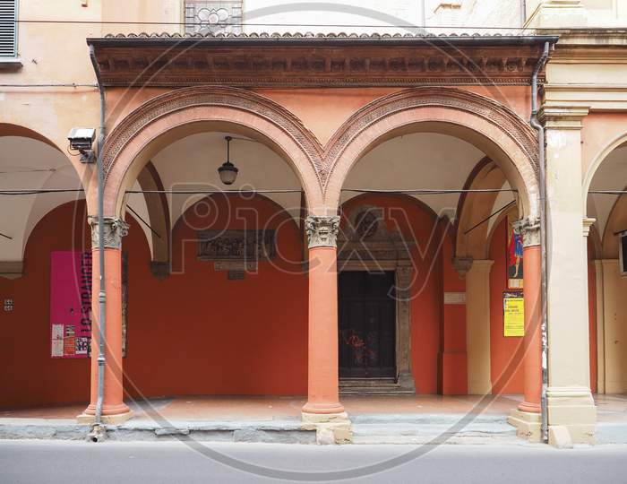 Bologna, Italy - Circa September 2017: Porches In The Old City Centre