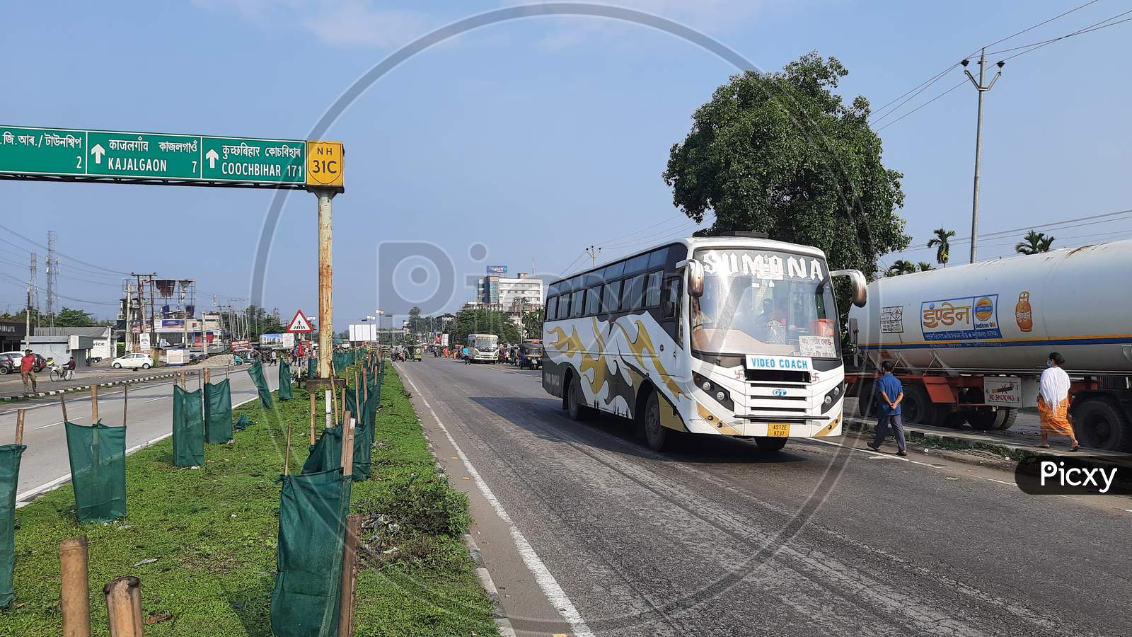 A bus in National Highway, Bongaigaon