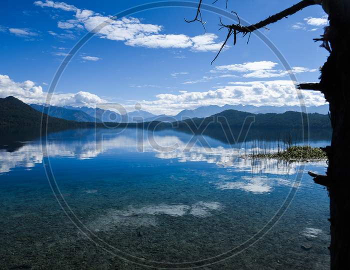 Blue sky reflection on the lake