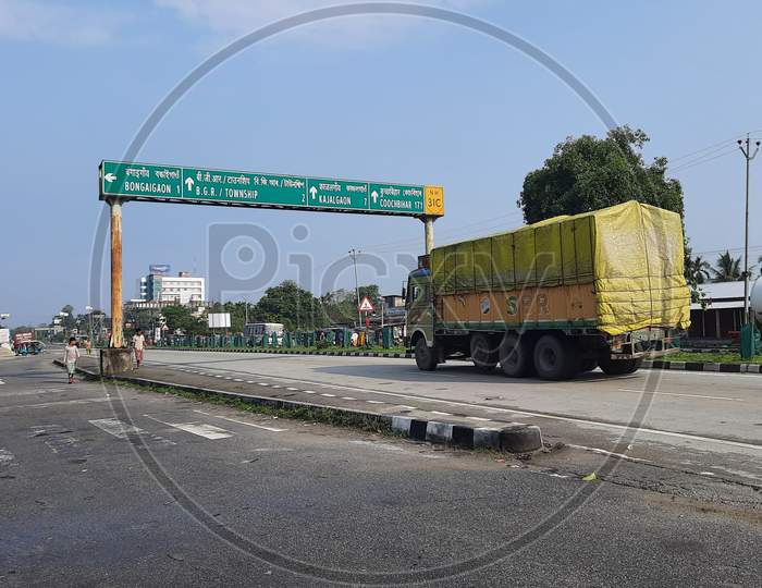 Trucks in National Highway in Bongaigaon