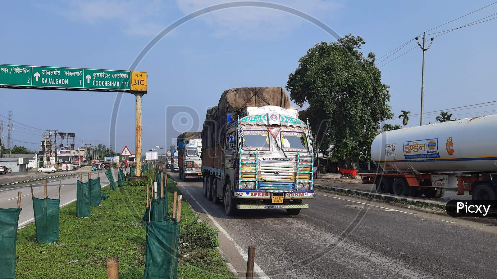 A heavy truck carrying goods in National Highway, Bongaigaon