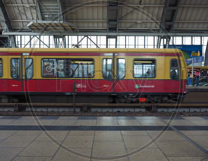 Berlin, Germany - Circa June 2019: Train At Alexanderplatz Station