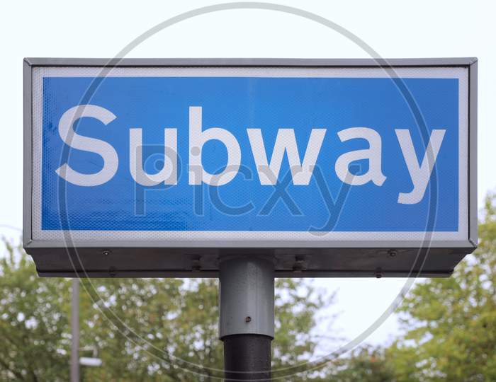 Blue Subway Sign