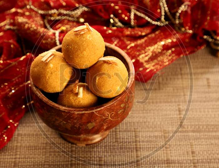 Traditional Indian Sweet - Round Balls Made Of Gram Flour