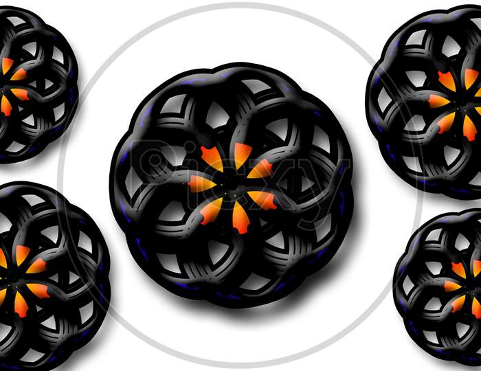 Black color wheel shape texture