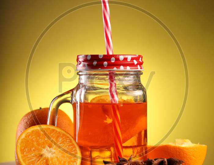 Healthy Infused Orange Detox Drink In A Mason Jar