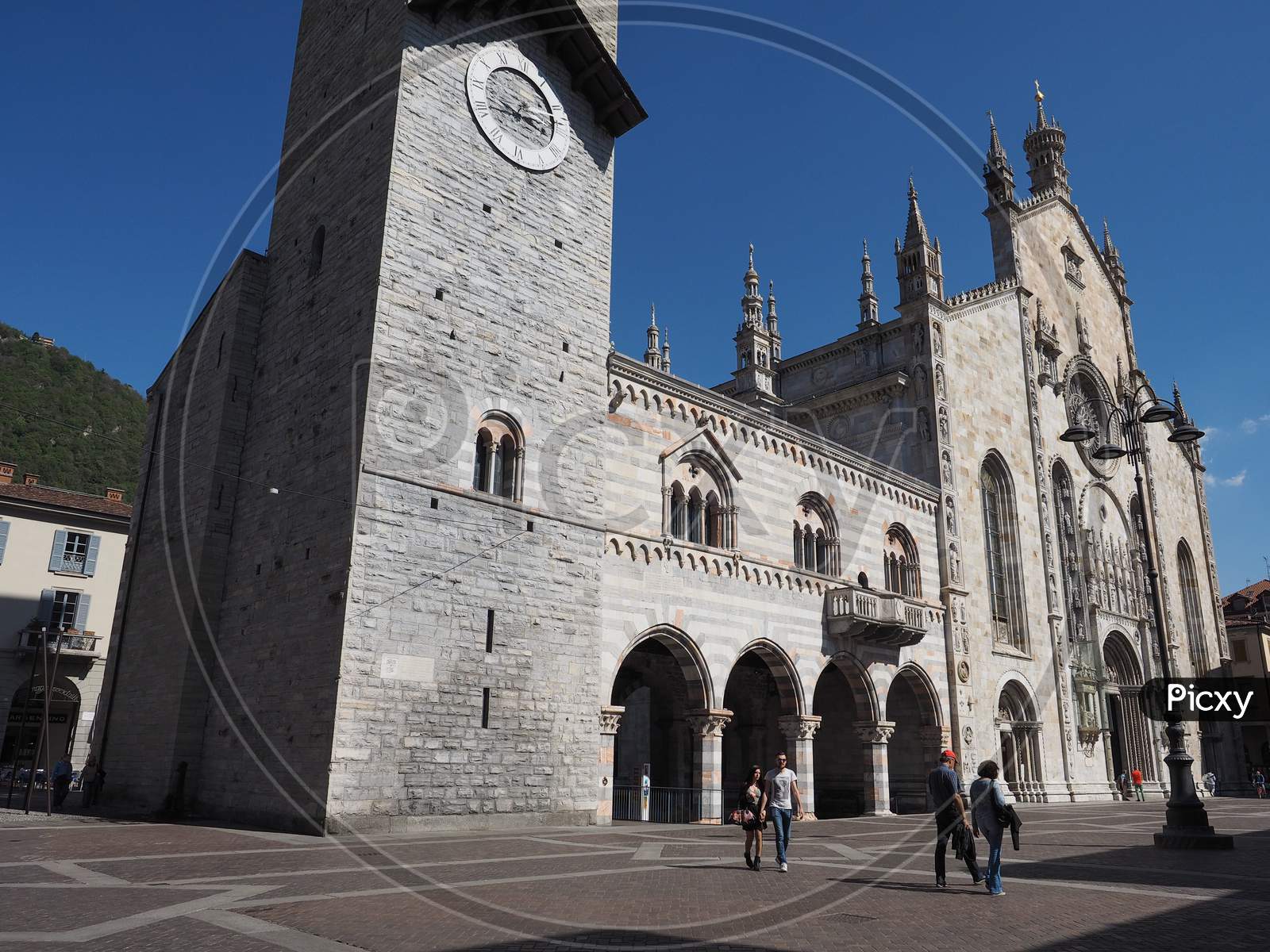 Como, Italy - Circa April 2017: Santa Maria Assunta Roman Catholic Cathedral Church And Broletto (Town Hall)