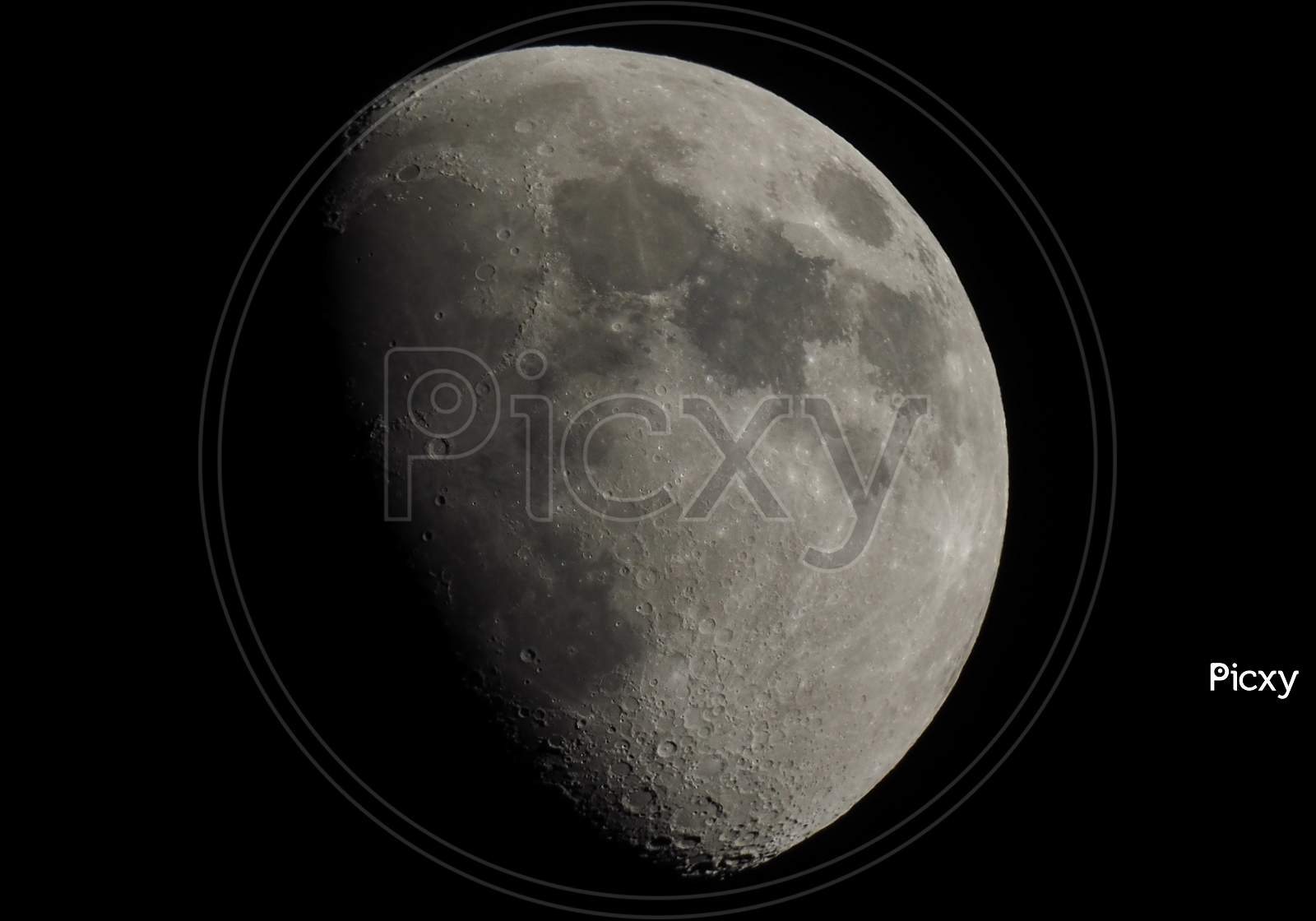Gibbous Moon Seen With Telescope