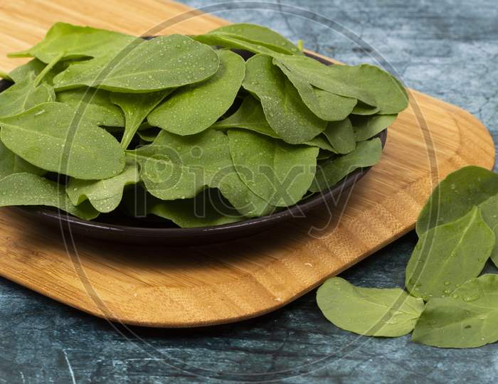 Baby Spinach Leaves In Plate