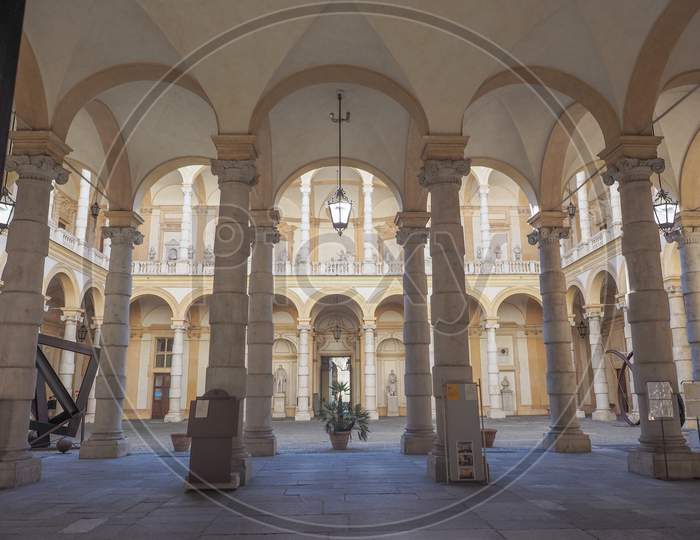 Turin, Italy - October 22, 2014: The Universita Di Torino Turin University Main Building Is An Ancient Palace In Via Po