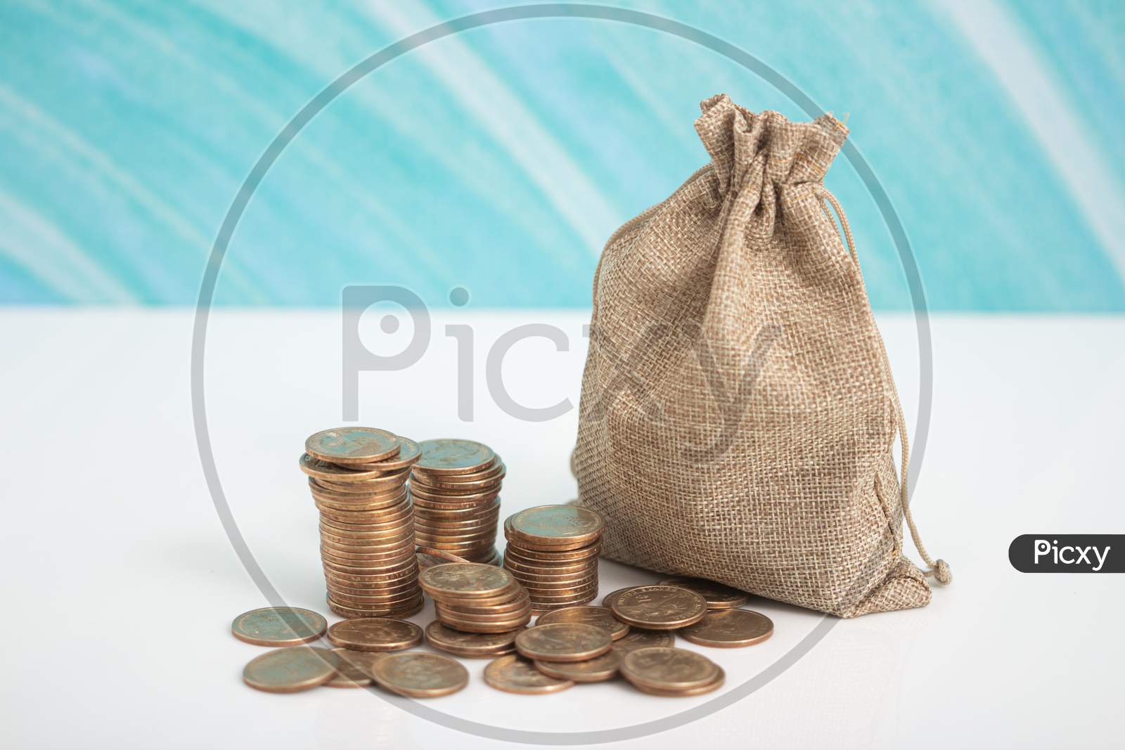 Money Bag With Dollar Coins